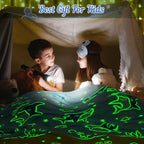 Dinosaur Gifts Toys for Boys Girls - Glow in The Dark Dino Blanket Best Christmas Birthday Valentine's Day Easter Presents for Kids Age 1 2 3 4 5 6 7 8 9 10 Year Old Child Teen Soft Throw 50"x60" - Grand Goldman