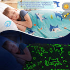 Dinosaur Gifts Toys for Boys Girls - Glow in The Dark Dino Blanket Best Christmas Birthday Valentine's Day Easter Presents for Kids Age 1 2 3 4 5 6 7 8 9 10 Year Old Child Teen Soft Throw 50"x60" - Grand Goldman