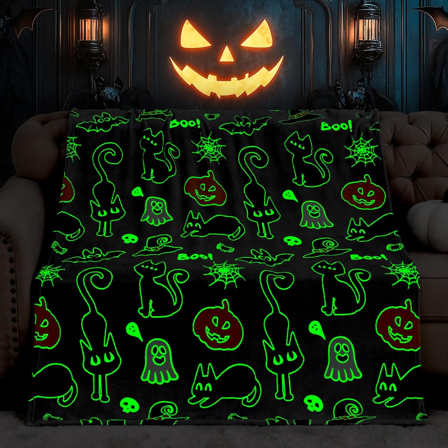 Dinosaur Gifts Toys for Boys Girls - Glow in The Dark Dino Blanket Best Christmas Birthday Valentine's Day Easter Presents for Kids Age 1 2 3 4 5 6 7 8 9 10 Year Old Child Teen Soft Throw 50"x60" - Grand Goldman