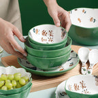 Dishes set household net red eating bowl cute children's cabbage plate combination soup bowl underglaze Nordic style meal - Grand Goldman