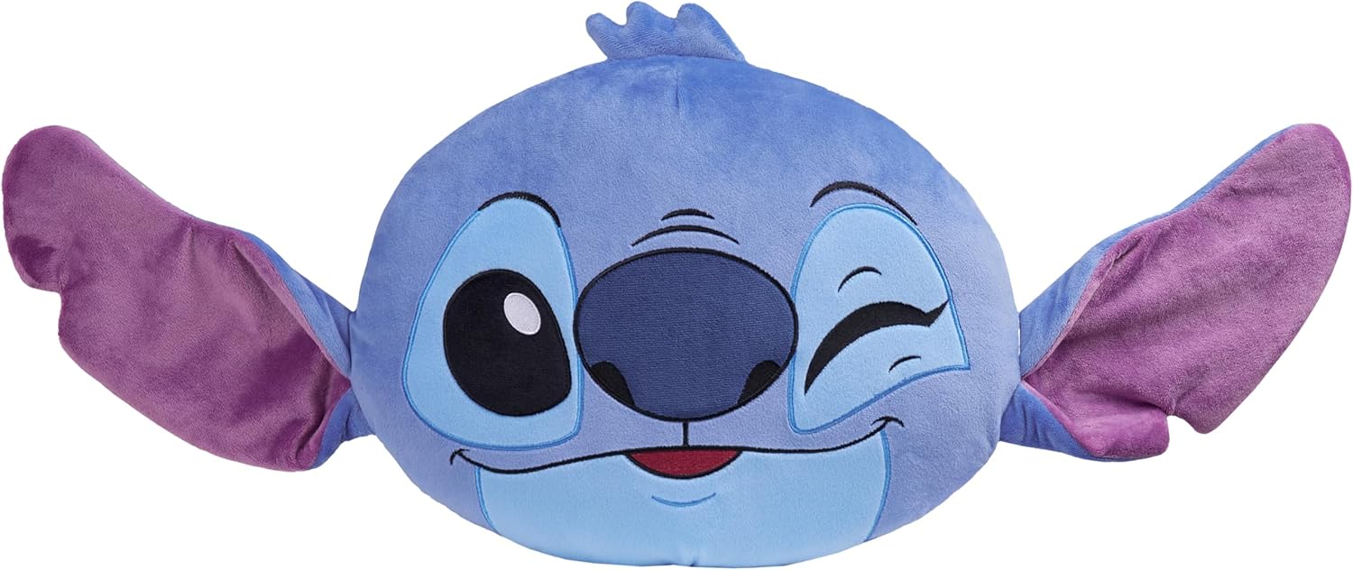 Disney 3D Plush Pillow Cushions for Bed Kids Throw Pillows Bedroom Accessories Travel Nursery Soft Feel Decorative Cushion Stitch Gifts for Kids (Blue/Pink Stitch) - Grand Goldman