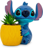 Disney Lilo & Stitch Pineapple 6-Inch Ceramic Planter with Artificial Succulent | Cute Flower Pot, Faux Indoor Plants - Grand Goldman