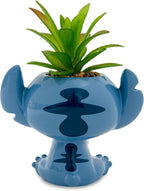 Disney Lilo & Stitch Pineapple 6-Inch Ceramic Planter with Artificial Succulent | Cute Flower Pot, Faux Indoor Plants - Grand Goldman