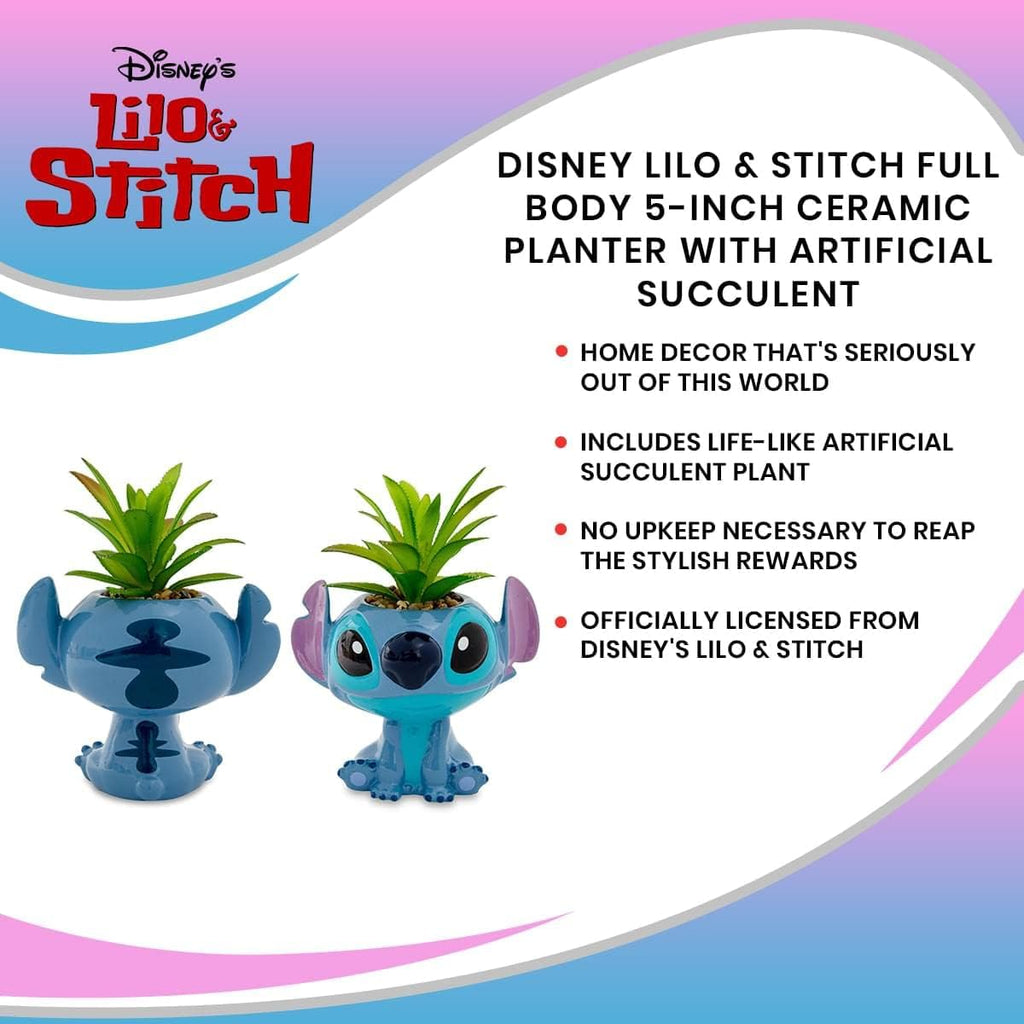 Disney Lilo & Stitch Pineapple 6-Inch Ceramic Planter with Artificial Succulent | Cute Flower Pot, Faux Indoor Plants - Grand Goldman