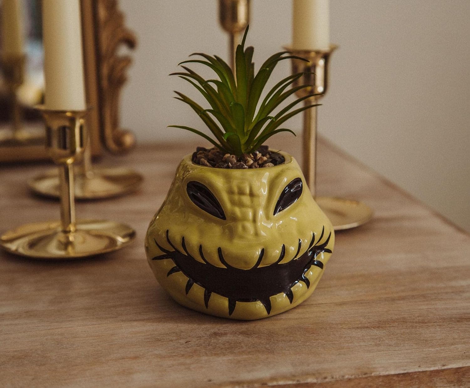 Disney Lilo & Stitch Pineapple 6-Inch Ceramic Planter with Artificial Succulent | Cute Flower Pot, Faux Indoor Plants - Grand Goldman