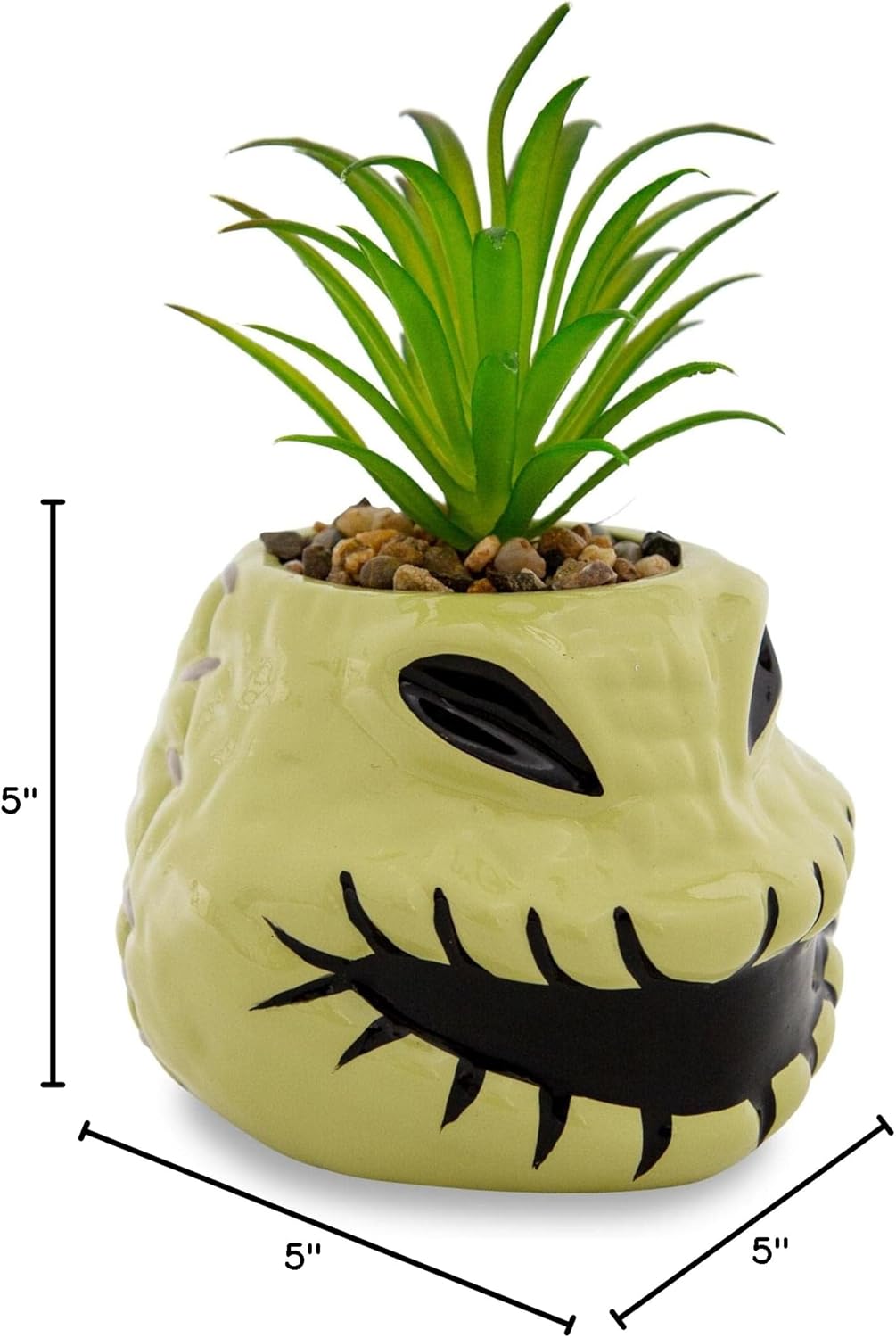 Disney Lilo & Stitch Pineapple 6-Inch Ceramic Planter with Artificial Succulent | Cute Flower Pot, Faux Indoor Plants - Grand Goldman