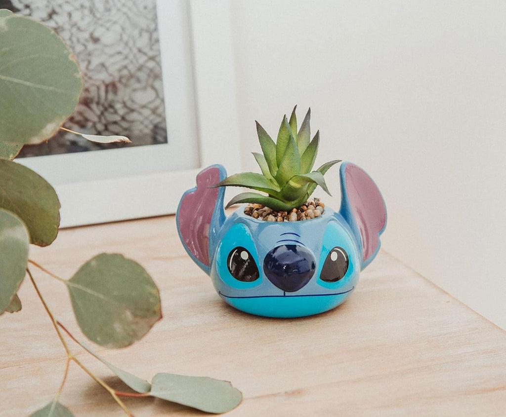 Disney Lilo & Stitch Pineapple 6-Inch Ceramic Planter with Artificial Succulent | Cute Flower Pot, Faux Indoor Plants - Grand Goldman