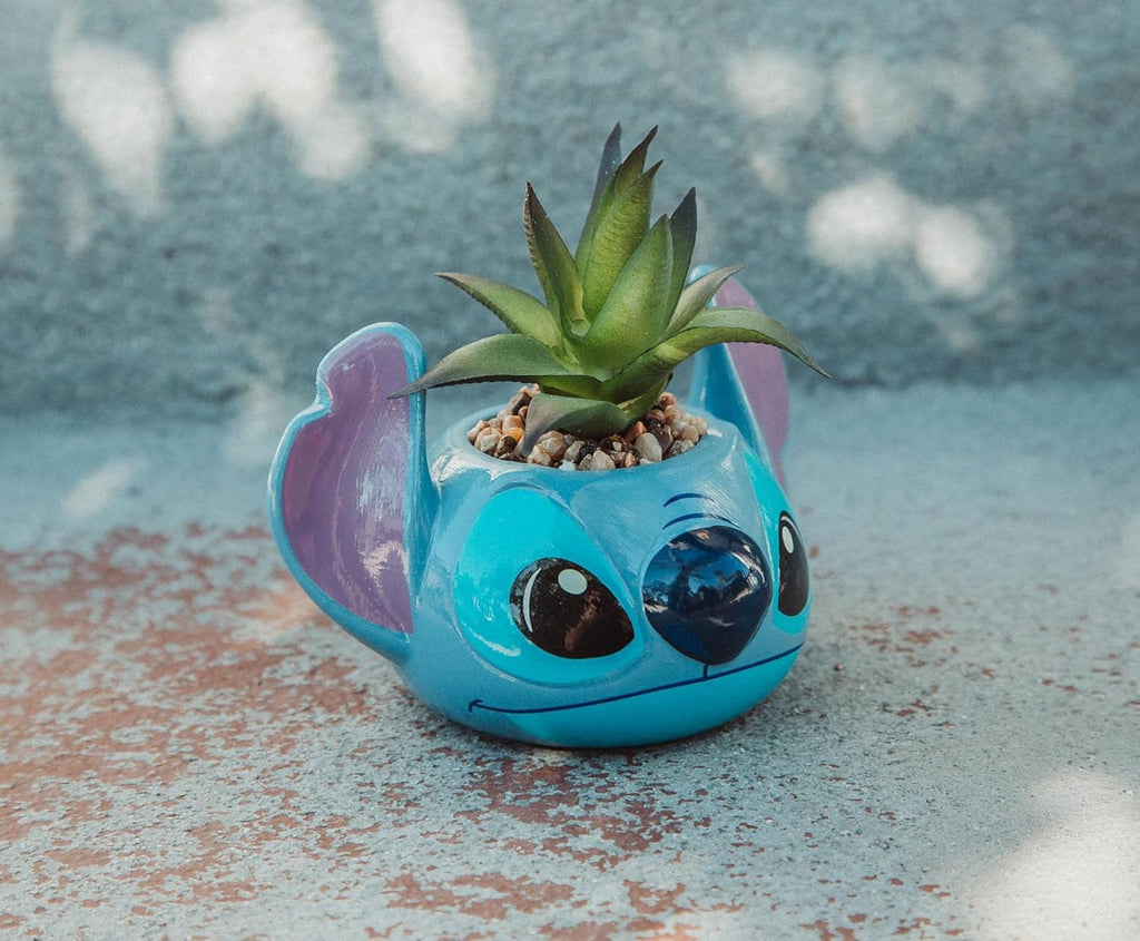 Disney Lilo & Stitch Pineapple 6-Inch Ceramic Planter with Artificial Succulent | Cute Flower Pot, Faux Indoor Plants - Grand Goldman