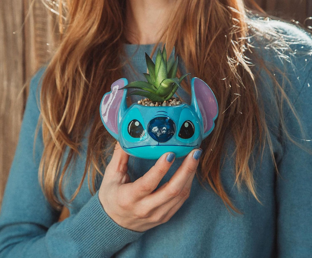 Disney Lilo & Stitch Pineapple 6-Inch Ceramic Planter with Artificial Succulent | Cute Flower Pot, Faux Indoor Plants - Grand Goldman