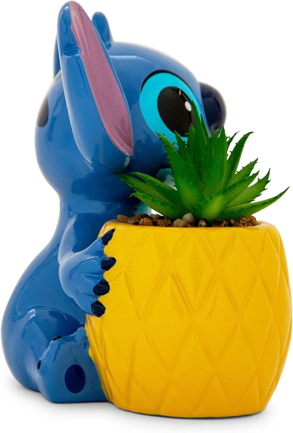 Disney Lilo & Stitch Pineapple 6-Inch Ceramic Planter with Artificial Succulent | Cute Flower Pot, Faux Indoor Plants - Grand Goldman