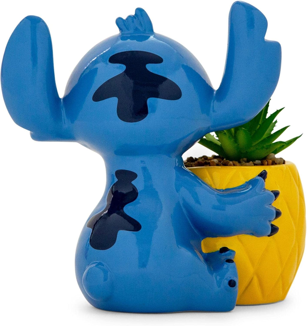 Disney Lilo & Stitch Pineapple 6-Inch Ceramic Planter with Artificial Succulent | Cute Flower Pot, Faux Indoor Plants - Grand Goldman