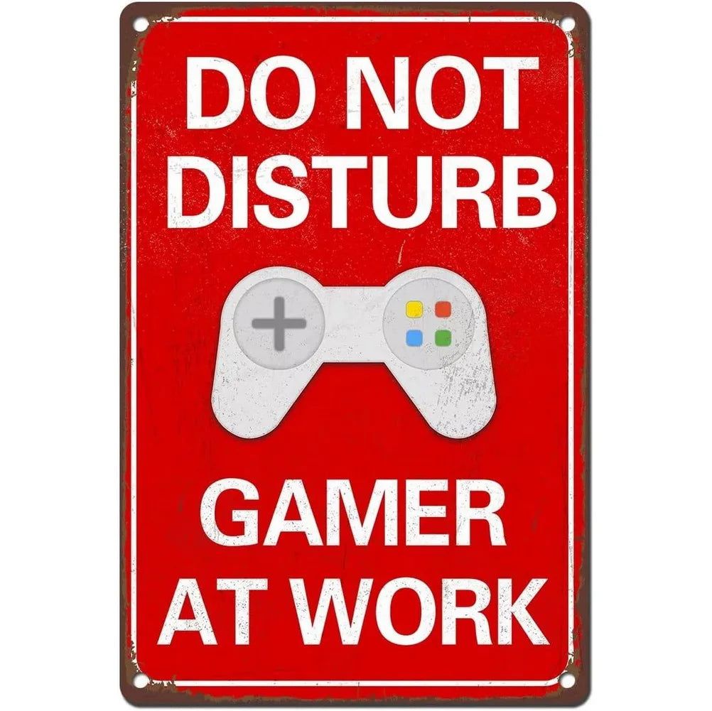 Do not Disturb Gamer at Play Metal Tin Signs Posters Plate Wall Decor for Bars Game Room Man Cave Cafe Club Retro Posters Plaque - Grand Goldman