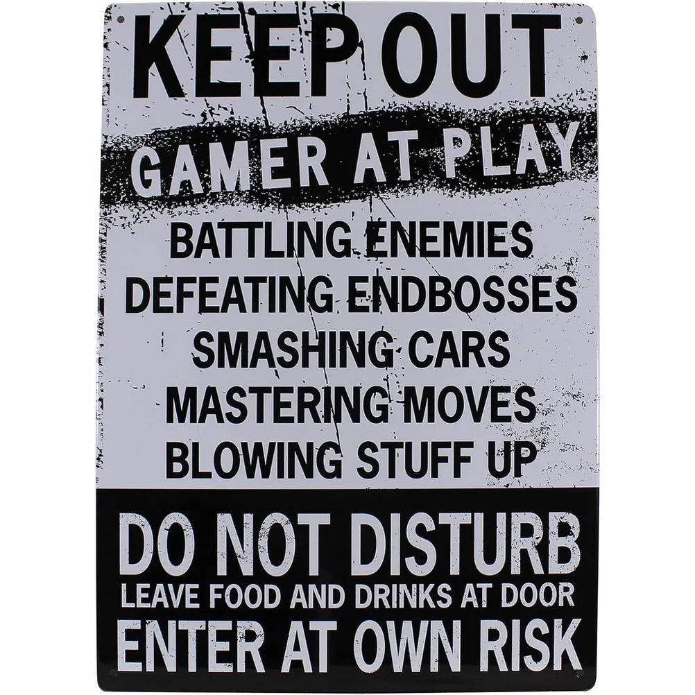 Do not Disturb Gamer at Play Metal Tin Signs Posters Plate Wall Decor for Bars Game Room Man Cave Cafe Club Retro Posters Plaque - Grand Goldman