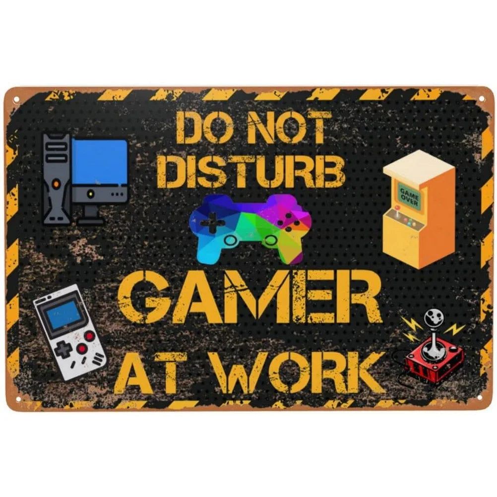 Do not Disturb Gamer at Play Metal Tin Signs Posters Plate Wall Decor for Bars Game Room Man Cave Cafe Club Retro Posters Plaque - Grand Goldman