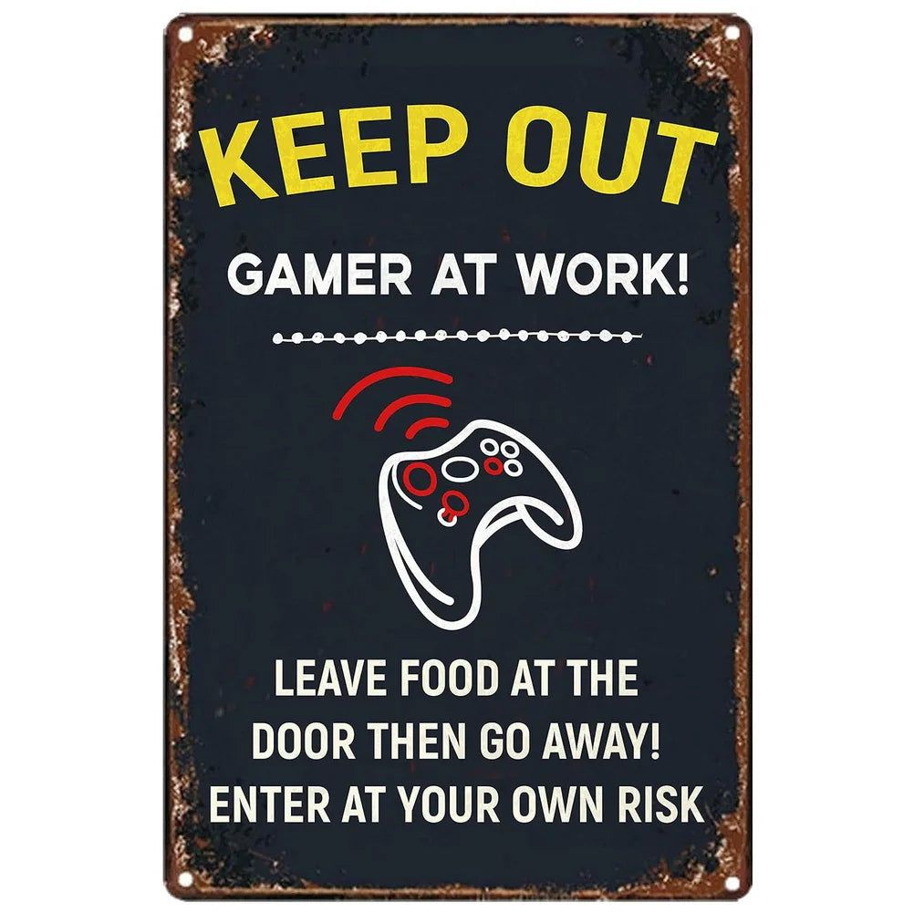 Do not Disturb Gamer at Play Metal Tin Signs Posters Plate Wall Decor for Bars Game Room Man Cave Cafe Club Retro Posters Plaque - Grand Goldman