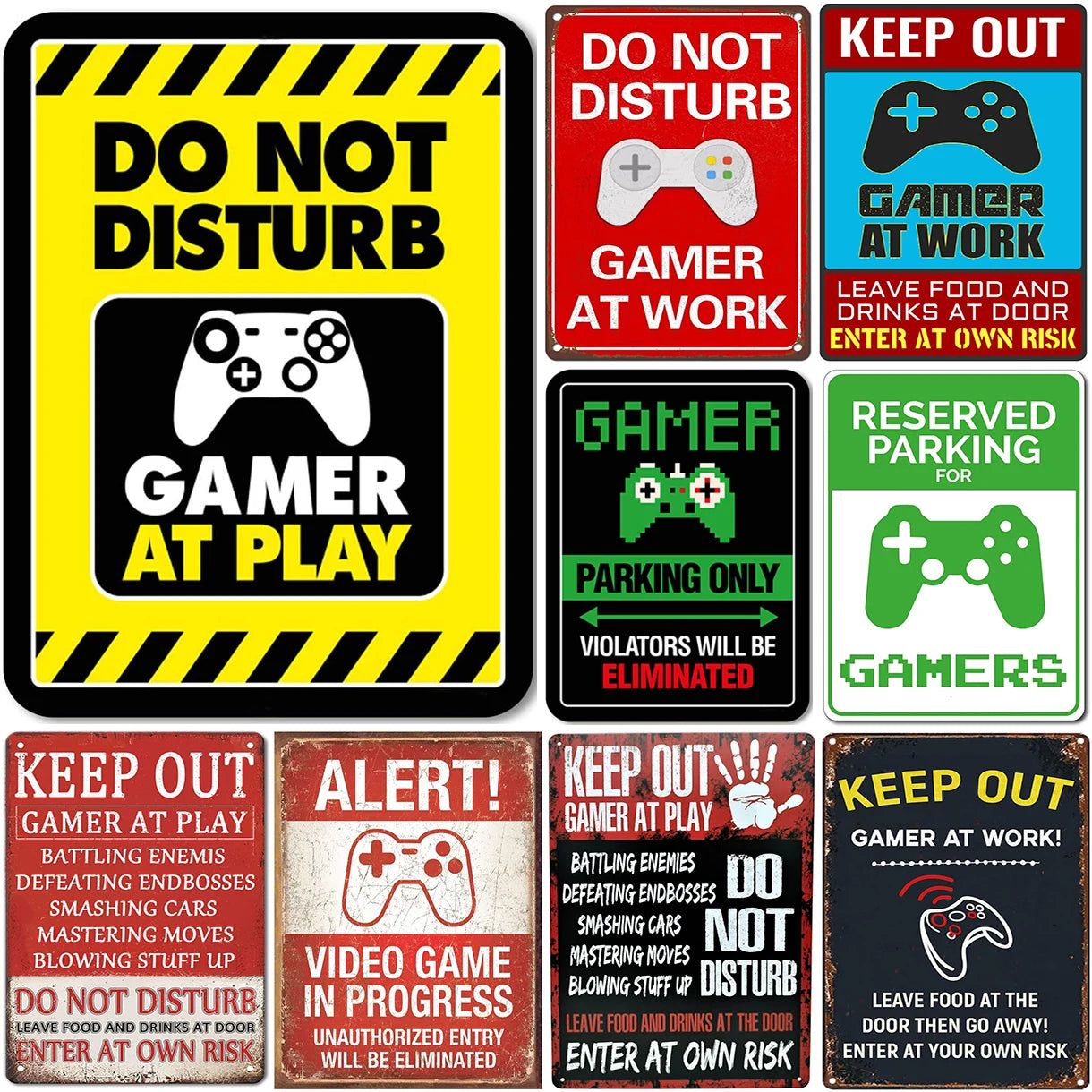 Do not Disturb Gamer at Play Metal Tin Signs Posters Plate Wall Decor for Bars Game Room Man Cave Cafe Club Retro Posters Plaque - Grand Goldman