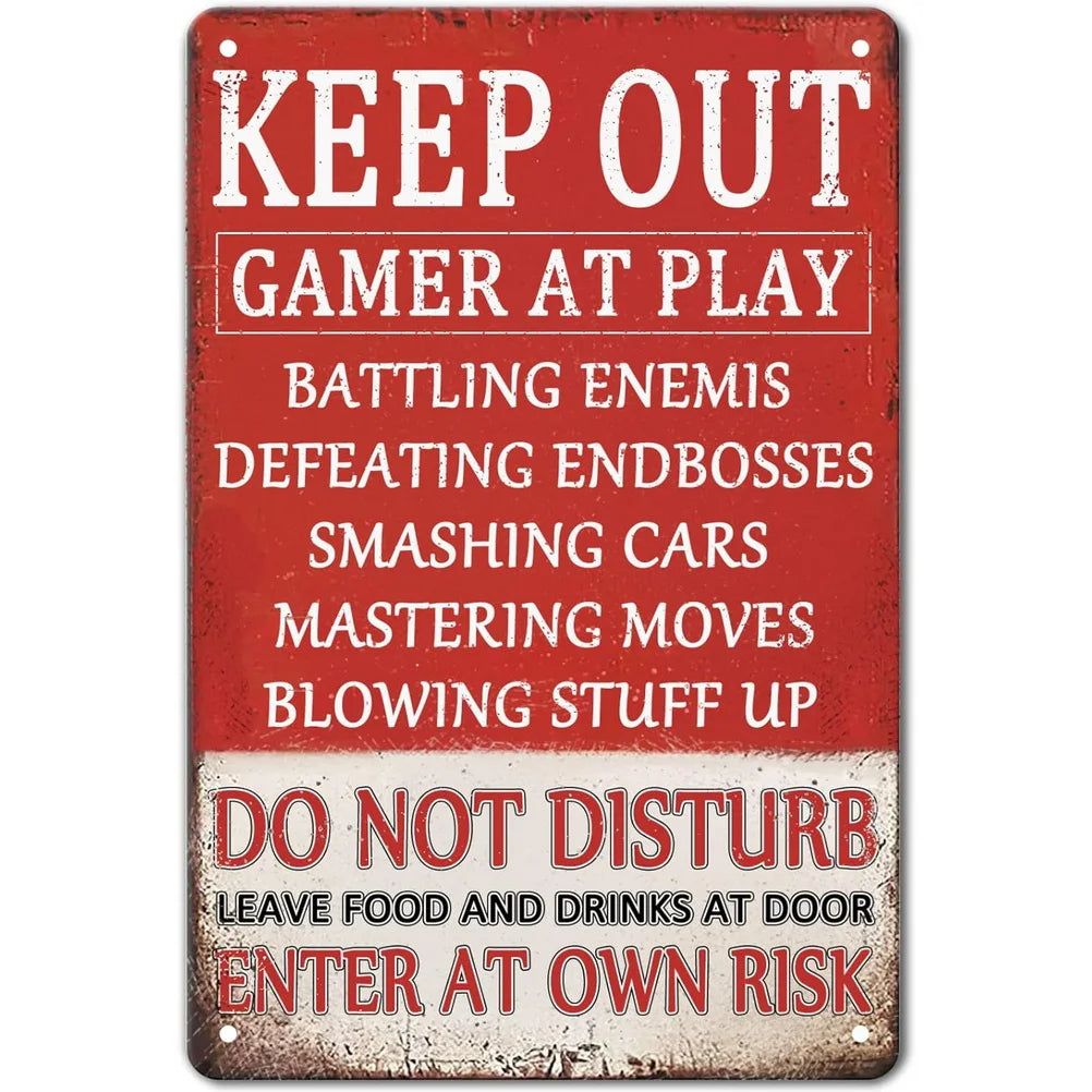 Do not Disturb Gamer at Play Metal Tin Signs Posters Plate Wall Decor for Bars Game Room Man Cave Cafe Club Retro Posters Plaque - Grand Goldman