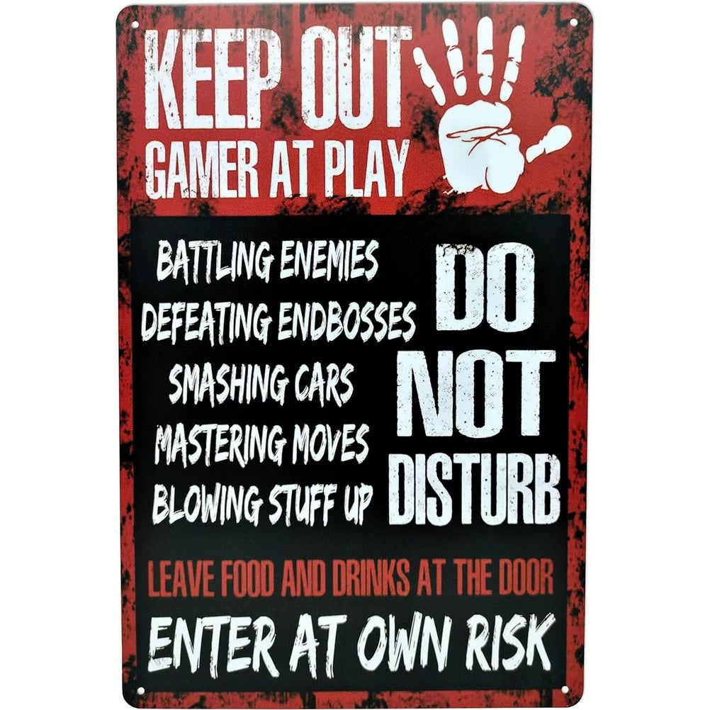 Do not Disturb Gamer at Play Metal Tin Signs Posters Plate Wall Decor for Bars Game Room Man Cave Cafe Club Retro Posters Plaque - Grand Goldman