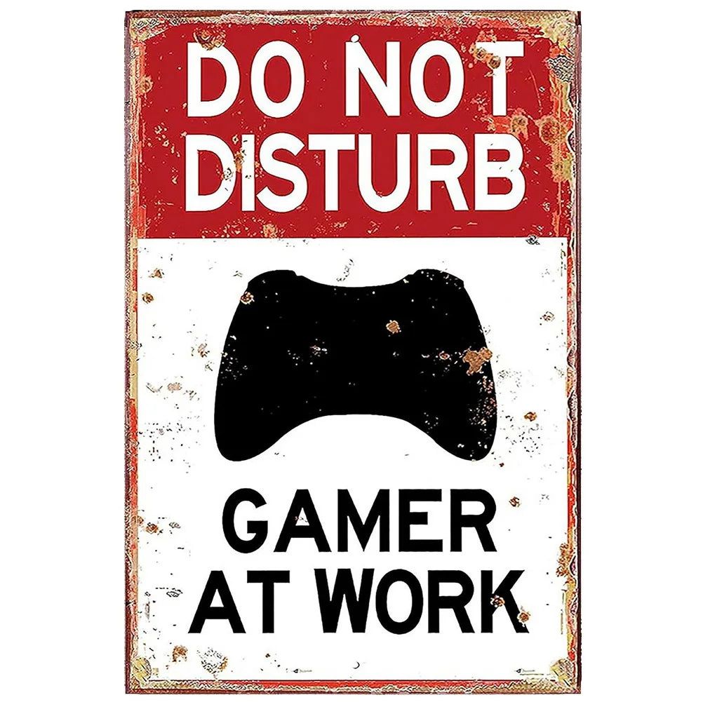 Do not Disturb Gamer at Play Metal Tin Signs Posters Plate Wall Decor for Bars Game Room Man Cave Cafe Club Retro Posters Plaque - Grand Goldman