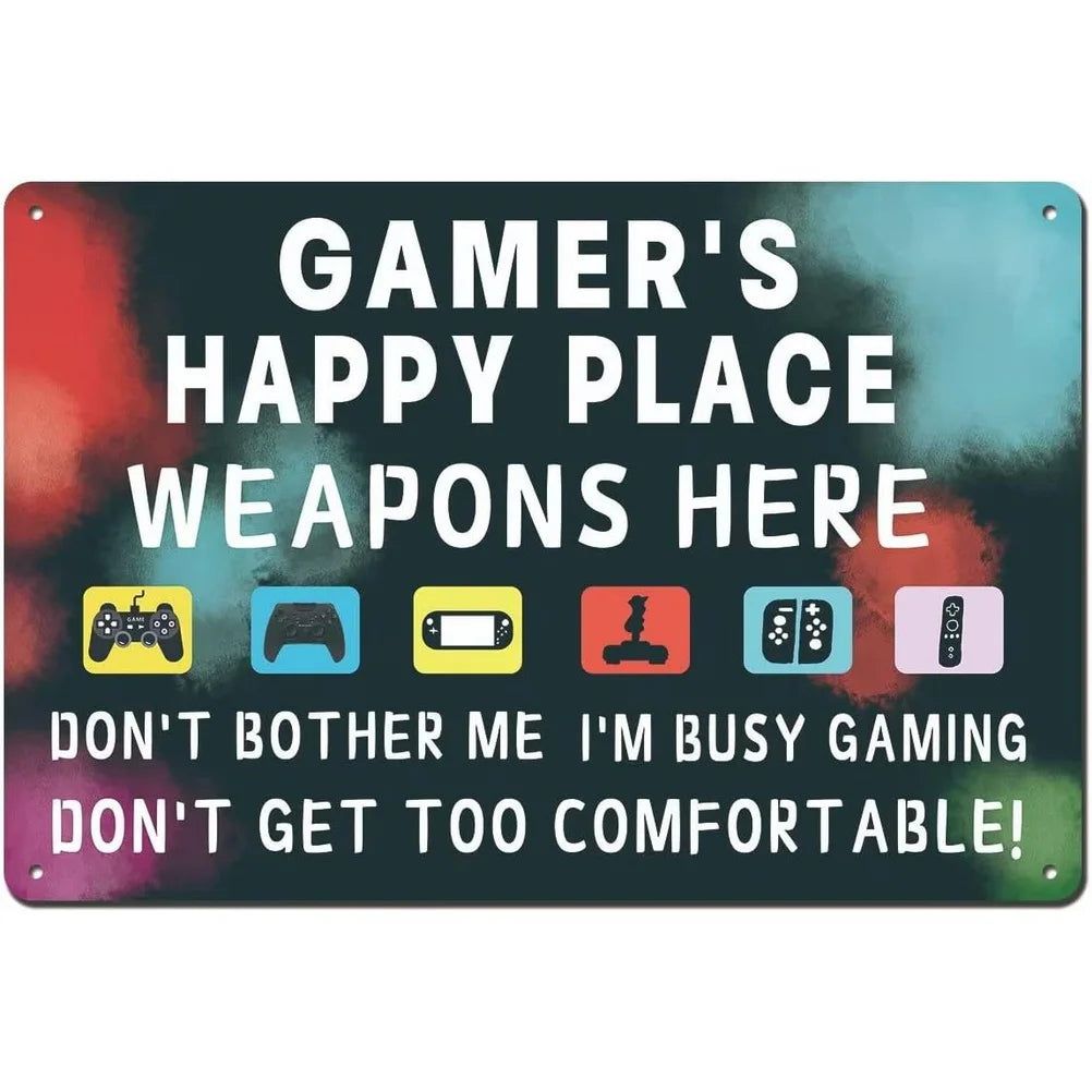 Do not Disturb Gamer at Play Metal Tin Signs Posters Plate Wall Decor for Bars Game Room Man Cave Cafe Club Retro Posters Plaque - Grand Goldman
