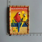 Dominican Republic Black Lady Carnival Bus Santa Domingo Church Punta Cana Macaw Resin fridge Magnet Tourist Souvenirs - Grand Goldman