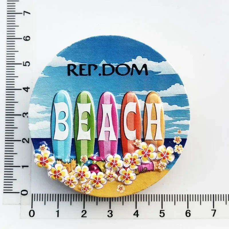 Dominican Republic Black Lady Carnival Bus Santa Domingo Church Punta Cana Macaw Resin fridge Magnet Tourist Souvenirs - Grand Goldman
