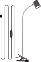 Dott Arts Desk Lamp,USB Clip On Light with 3 Color Modes,LED 10 Levels Brightness Reading Light, 360°Gooseneck Book Light,Eye-Care Reading Lamp for Home Office,Headboards Black - Grand Goldman