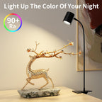 Dott Arts Desk Lamp,USB Clip On Light with 3 Color Modes,LED 10 Levels Brightness Reading Light, 360°Gooseneck Book Light,Eye-Care Reading Lamp for Home Office,Headboards Black - Grand Goldman