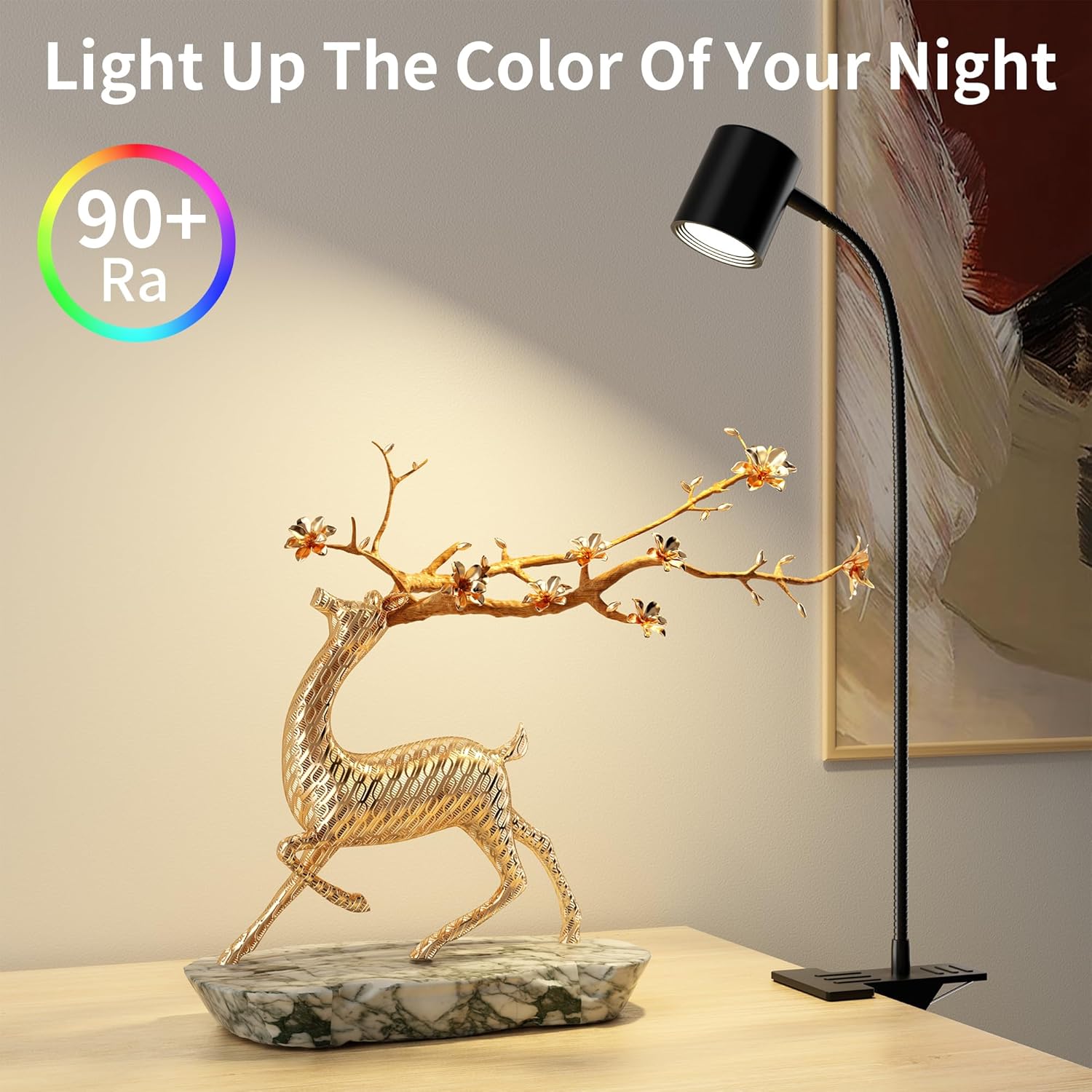 Dott Arts Desk Lamp,USB Clip On Light with 3 Color Modes,LED 10 Levels Brightness Reading Light, 360°Gooseneck Book Light,Eye-Care Reading Lamp for Home Office,Headboards Black - Grand Goldman