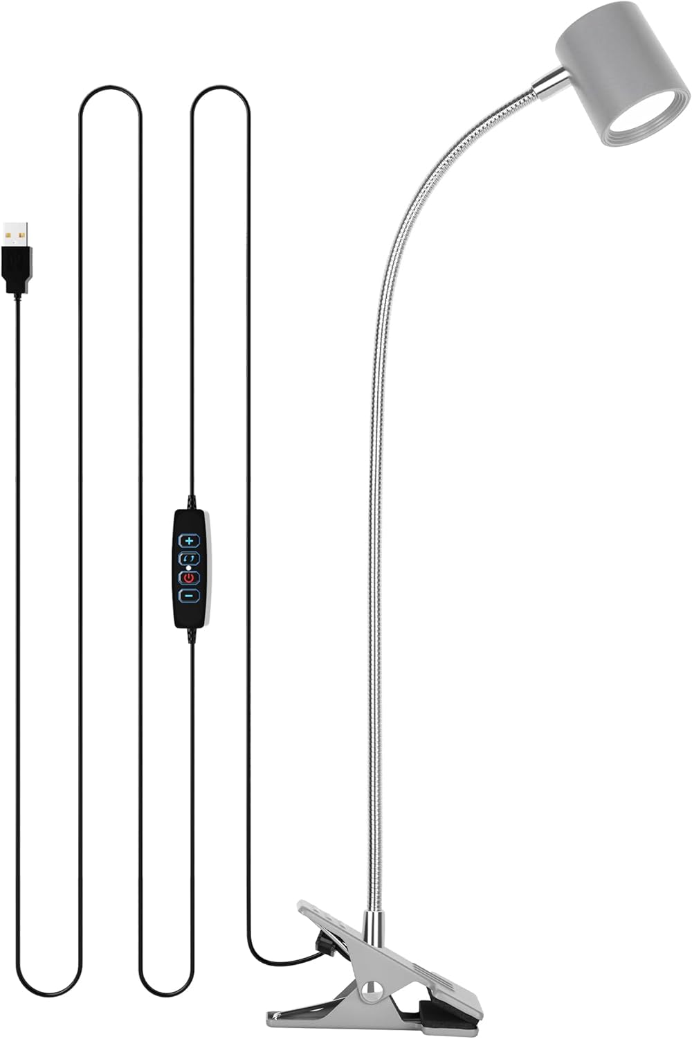 Dott Arts Desk Lamp,USB Clip On Light with 3 Color Modes,LED 10 Levels Brightness Reading Light, 360°Gooseneck Book Light,Eye-Care Reading Lamp for Home Office,Headboards Black - Grand Goldman