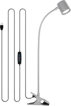 Dott Arts Desk Lamp,USB Clip On Light with 3 Color Modes,LED 10 Levels Brightness Reading Light, 360°Gooseneck Book Light,Eye-Care Reading Lamp for Home Office,Headboards Black - Grand Goldman