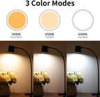 Dott Arts Desk Lamp,USB Clip On Light with 3 Color Modes,LED 10 Levels Brightness Reading Light, 360°Gooseneck Book Light,Eye-Care Reading Lamp for Home Office,Headboards Black - Grand Goldman