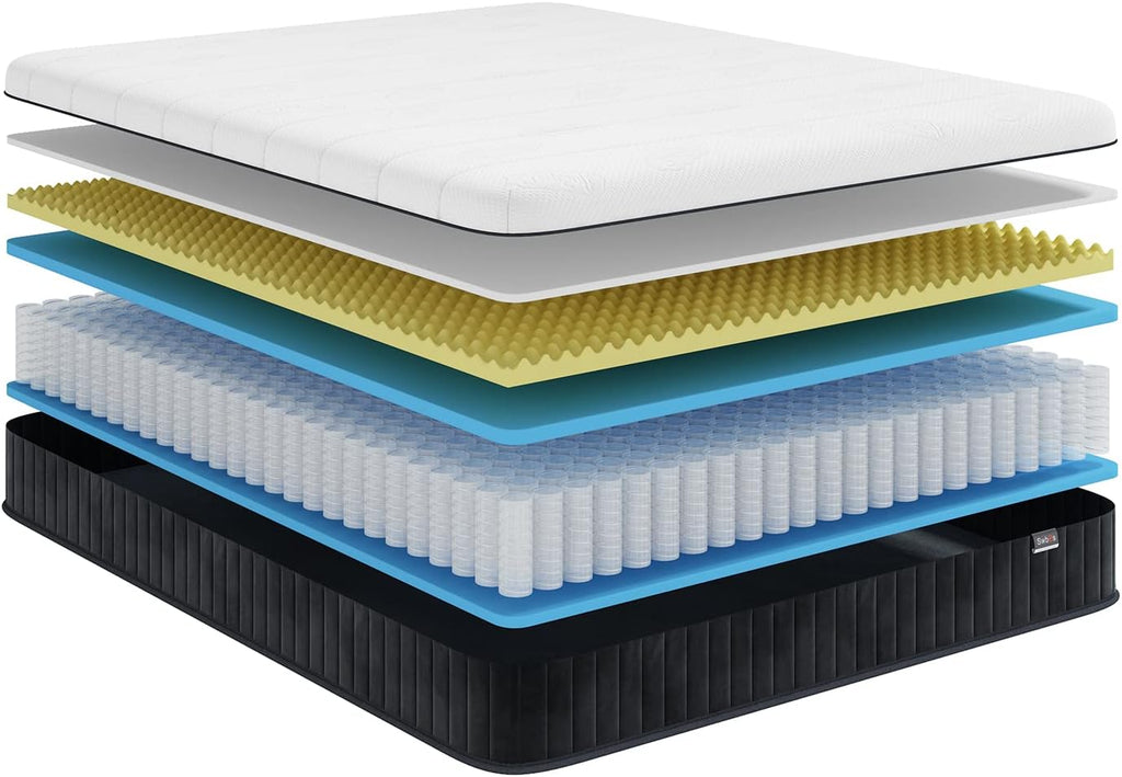 Double Mattress, 10 Inch Hybrid Full Size Mattress, Memory Foam Mattress with Pocket Springs, Full Bed Mattress in a Box Pressure Relief & Firm Mattress Double Size - Grand Goldman