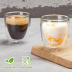 Double Walled Espresso Cups Set of 4 (50% Thicker), 3 Ounce Clear Expresso Coffee Mugs, Espresso Shot Glasses, Double Wall Insulated Espresso Cups Suit for Espresso Machine, Microwave Safe - Grand Goldman