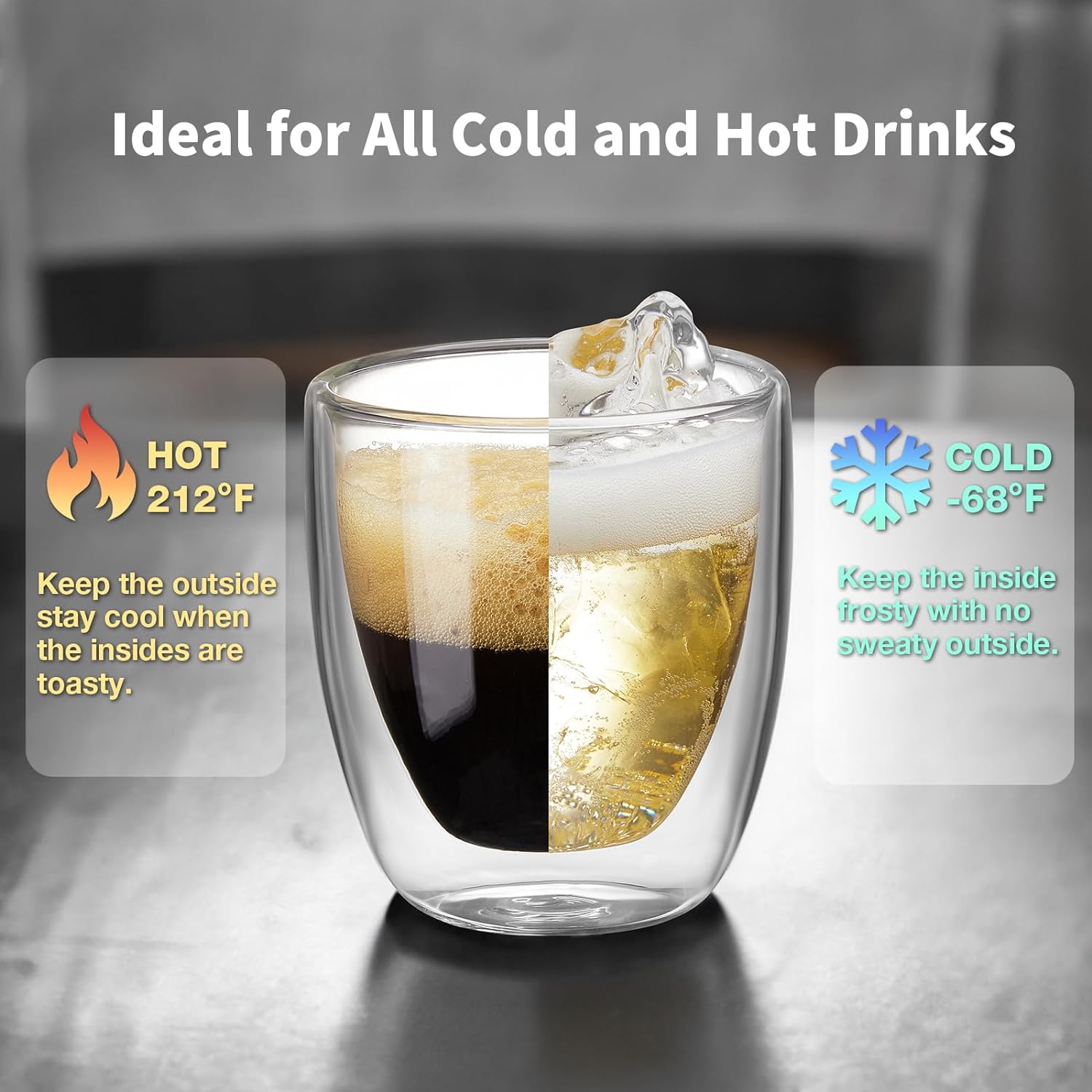 Double Walled Espresso Cups Set of 4 (50% Thicker), 3 Ounce Clear Expresso Coffee Mugs, Espresso Shot Glasses, Double Wall Insulated Espresso Cups Suit for Espresso Machine, Microwave Safe - Grand Goldman