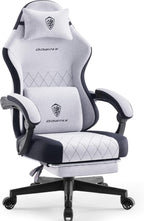 Dowinx Gaming Chair Fabric with Pocket Spring Cushion, High Back Ergonomic Computer Chair with Footrest for Adults, Massage Lumbar Support Swivel Game Chair for Office Gaming 300LBS, Black - Grand Goldman