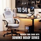 Dowinx Gaming Chair Fabric with Pocket Spring Cushion, High Back Ergonomic Computer Chair with Footrest for Adults, Massage Lumbar Support Swivel Game Chair for Office Gaming 300LBS, Black - Grand Goldman