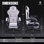 Dowinx Gaming Chair Fabric with Pocket Spring Cushion, High Back Ergonomic Computer Chair with Footrest for Adults, Massage Lumbar Support Swivel Game Chair for Office Gaming 300LBS, Black - Grand Goldman