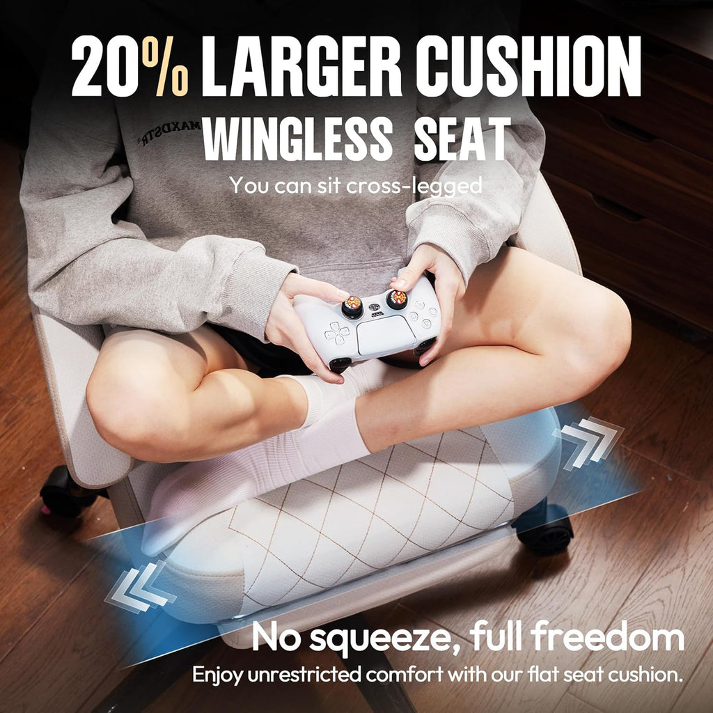 Dowinx Gaming Chair Fabric with Pocket Spring Cushion, High Back Ergonomic Computer Chair with Footrest for Adults, Massage Lumbar Support Swivel Game Chair for Office Gaming 300LBS, Black - Grand Goldman