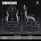Dowinx Gaming Chair Fabric with Pocket Spring Cushion, High Back Ergonomic Computer Chair with Footrest for Adults, Massage Lumbar Support Swivel Game Chair for Office Gaming 300LBS, Black - Grand Goldman