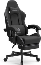 Dowinx Gaming Chair Fabric with Pocket Spring Cushion, Massage Game Chair Cloth with Headrest, Ergonomic Computer Chair with Footrest 290LBS, Black - Grand Goldman