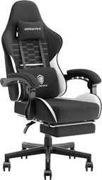 Dowinx Gaming Chair Fabric with Pocket Spring Cushion, Massage Game Chair Cloth with Headrest, Ergonomic Computer Chair with Footrest 290LBS, Black - Grand Goldman
