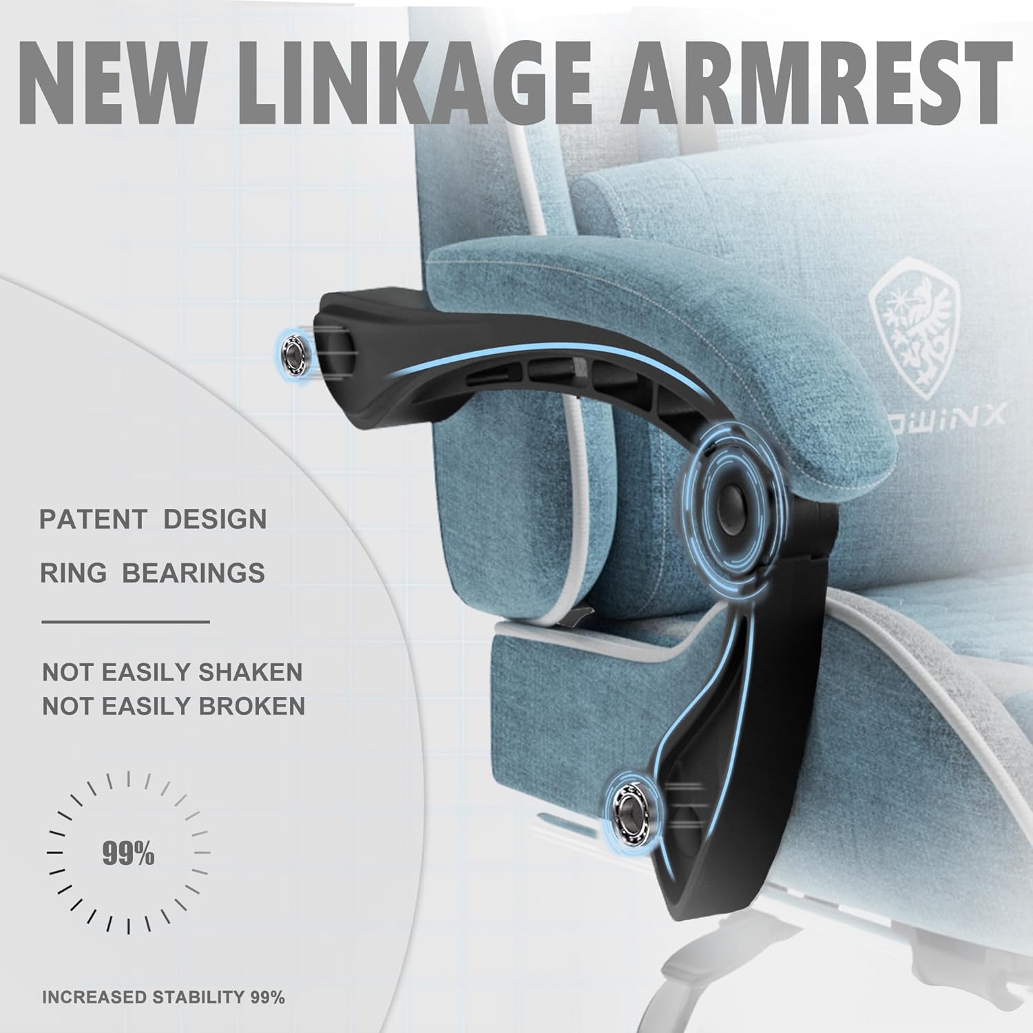 Dowinx Gaming Chair Fabric with Pocket Spring Cushion, Massage Game Chair Cloth with Headrest, Ergonomic Computer Chair with Footrest 290LBS, Black - Grand Goldman