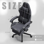 Dowinx Gaming Chair Fabric with Pocket Spring Cushion, Massage Game Chair Cloth with Headrest, Ergonomic Computer Chair with Footrest 290LBS, Black - Grand Goldman