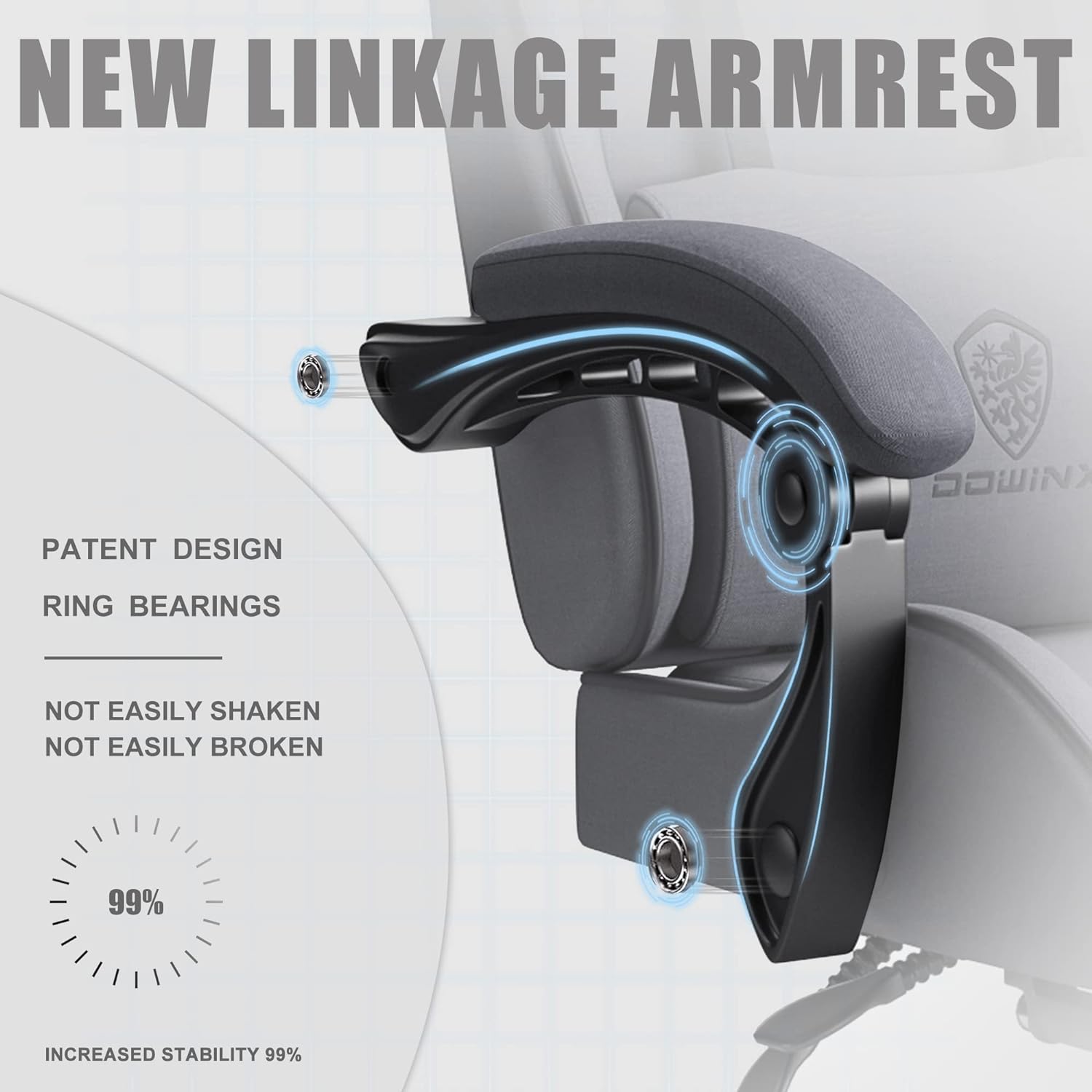 Dowinx Gaming Chair Fabric with Pocket Spring Cushion, Massage Game Chair Cloth with Headrest, Ergonomic Computer Chair with Footrest 290LBS, Black - Grand Goldman