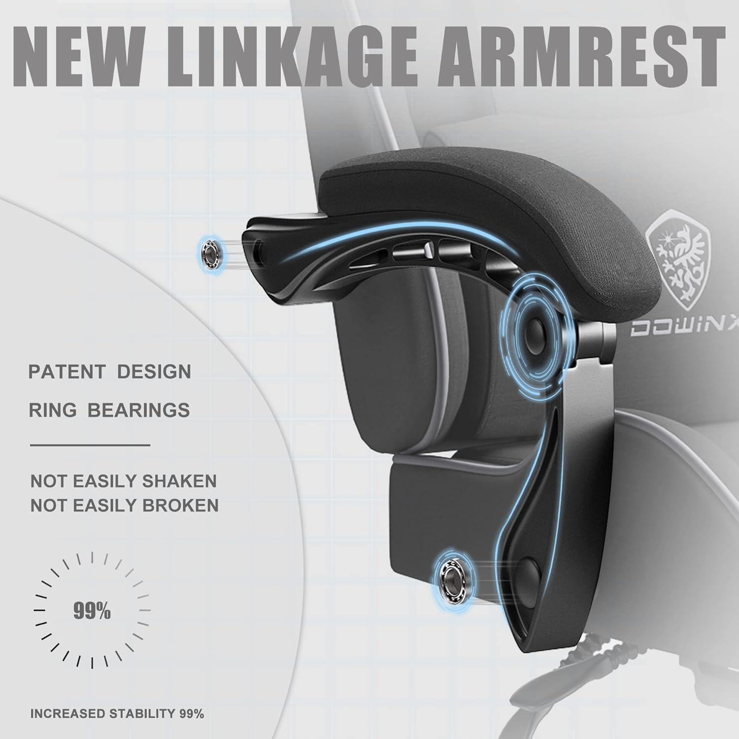 Dowinx Gaming Chair Fabric with Pocket Spring Cushion, Massage Game Chair Cloth with Headrest, Ergonomic Computer Chair with Footrest 290LBS, Black - Grand Goldman