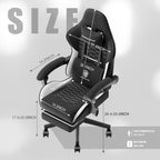 Dowinx Gaming Chair Fabric with Pocket Spring Cushion, Massage Game Chair Cloth with Headrest, Ergonomic Computer Chair with Footrest 290LBS, Black - Grand Goldman
