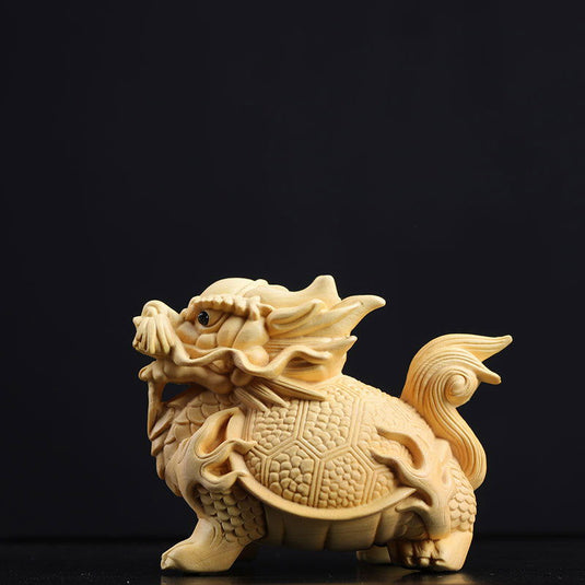 Dragon Tortoise Handle Pieces Of Wood Carving Ornaments - Grand Goldman