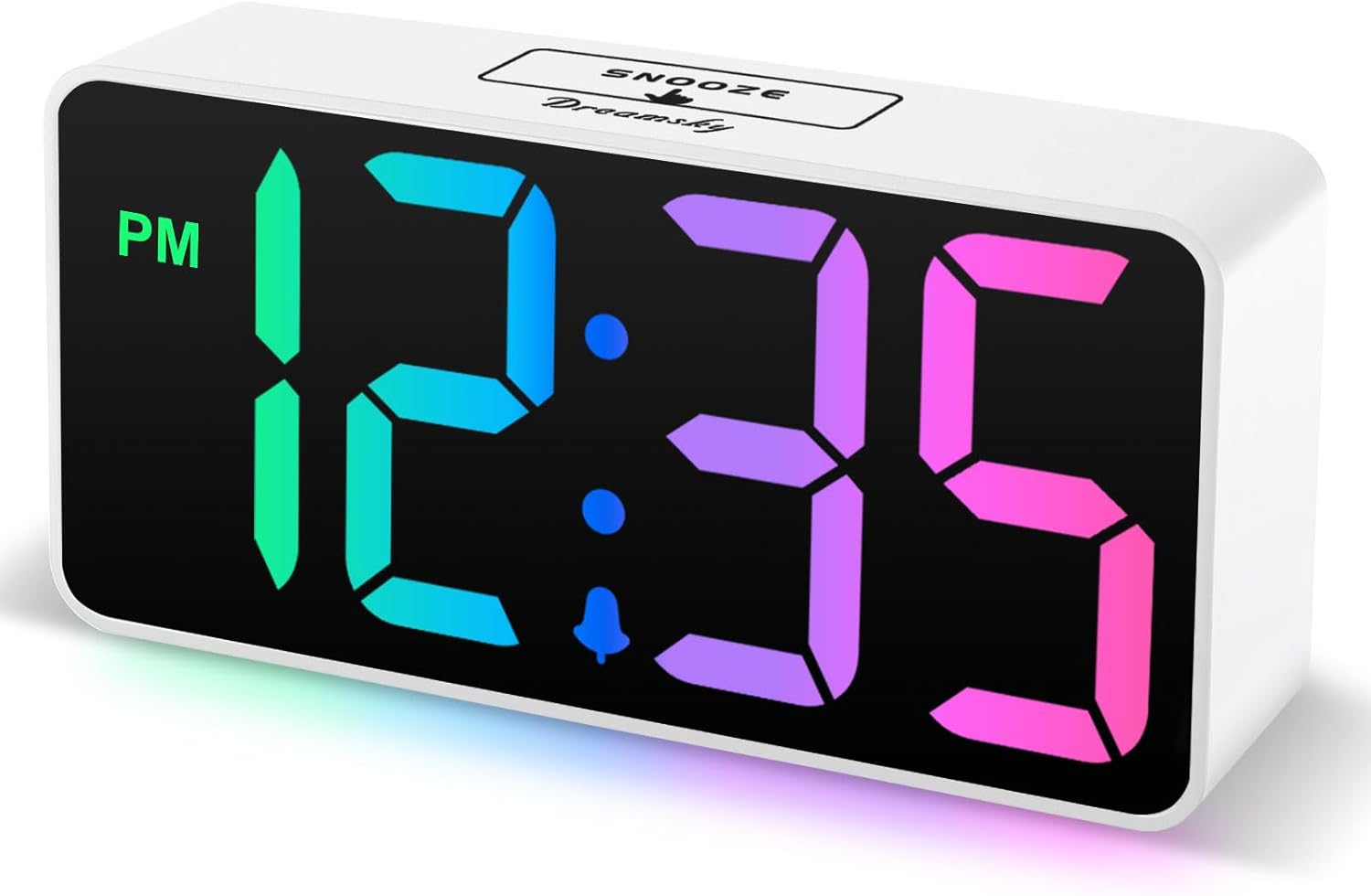 DreamSky Small Digital Alarm Clock for Bederoom, Large Big Numbers Display with Brightness Dimmer, Electric Bedside Desk Clock with USB Charging Port, Adjustable Alarm Volume, 12/24H, Snooze - Grand Goldman