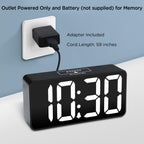 DreamSky Small Digital Alarm Clock for Bederoom, Large Big Numbers Display with Brightness Dimmer, Electric Bedside Desk Clock with USB Charging Port, Adjustable Alarm Volume, 12/24H, Snooze - Grand Goldman